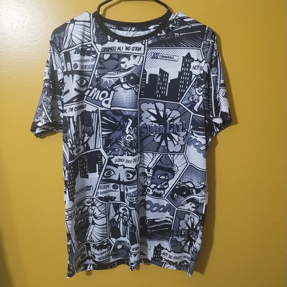 Oh Snap! by Drill Clothing Company Whimsical Black & White Comics T Shirt L